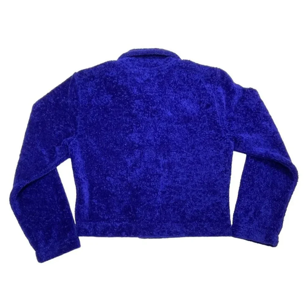 COUNTY CLOTHING‎ Cropped Fleece Jacket Women's Small Blue/Purple Artsy Buttons - Picture 5 of 15